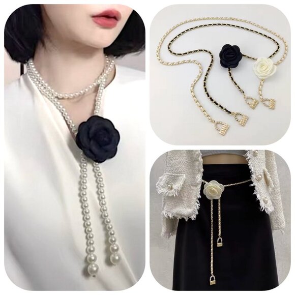 Jewelry - NWT Camelia necklace brooch Chain belt